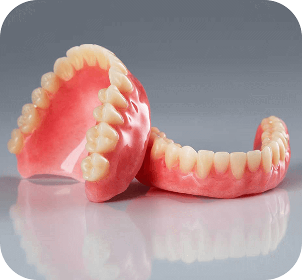 Closeup image of two dentures